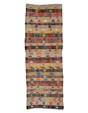 Embroidered Vintage Kilim Runner - 3`3" x 8`8"