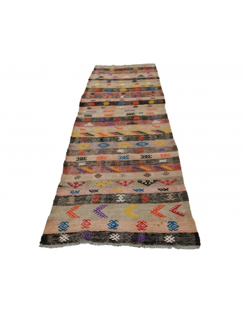 Embroidered Vintage Kilim Runner - 3`3" x 8`8"