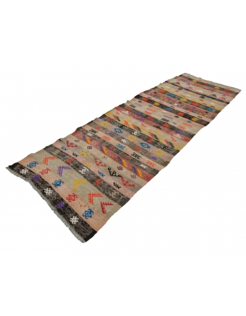 Embroidered Vintage Kilim Runner - 3`3" x 8`8"