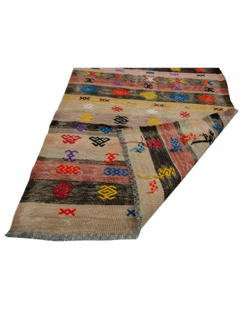 Embroidered Vintage Kilim Runner - 3`3" x 8`8"