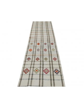 Vintage Modern Cotton Kilim Runner - 2`4" x 8`7"