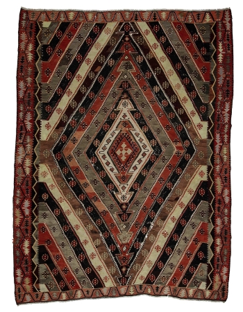 Large Vintage Turkish Kilim Rug - 9`10" x 13`5"