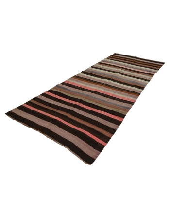 Striped Vintage Wool Kilim Rug - 4`9" x 10`8"