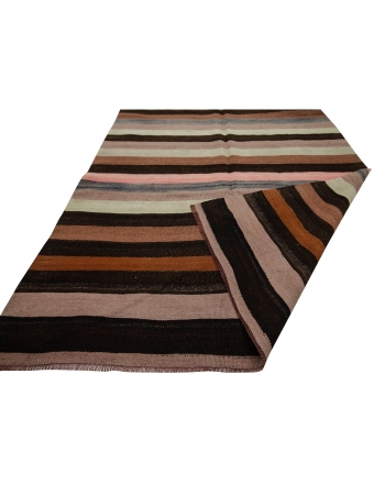 Striped Vintage Wool Kilim Rug - 4`9" x 10`8"