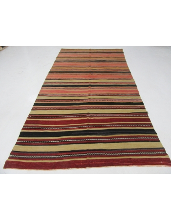 Striped Vintage Turkish Wool Kilim - 6`0" x 11`6"