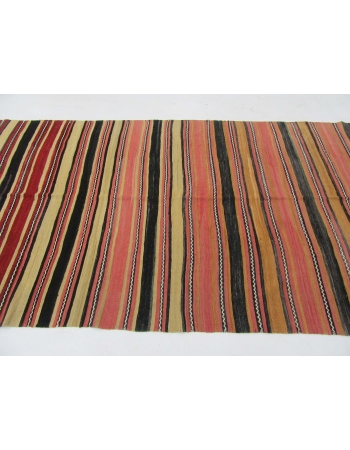 Striped Vintage Turkish Wool Kilim - 6`0" x 11`6"