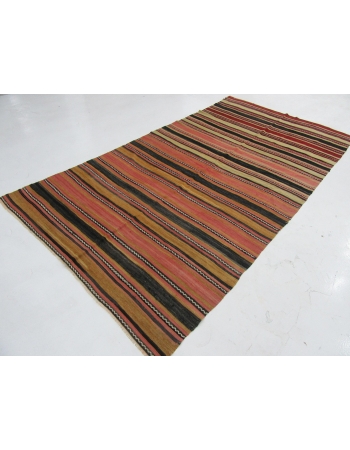 Striped Vintage Turkish Wool Kilim - 6`0" x 11`6"