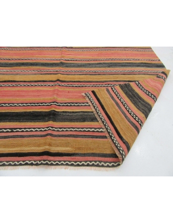 Striped Vintage Turkish Wool Kilim - 6`0" x 11`6"
