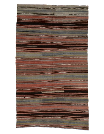 Striped Vintage Turkish Kilim Rug - 5`2" x 8`8"