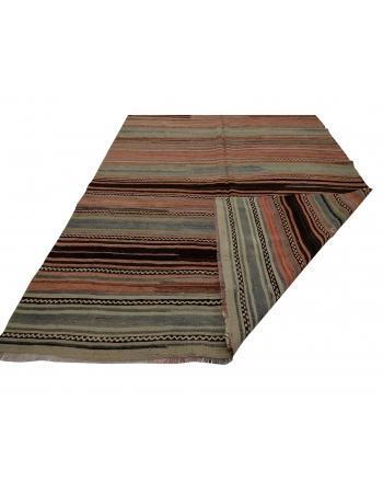 Striped Vintage Turkish Kilim Rug - 5`2" x 8`8"