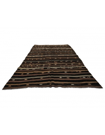 Striped Vintage Goat Hair Kilim Rug - 7`0" x 10`0"