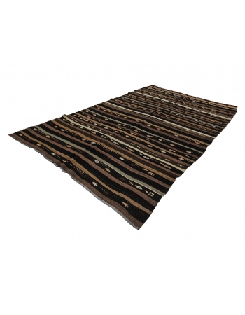 Striped Vintage Goat Hair Kilim Rug - 7`0" x 10`0"