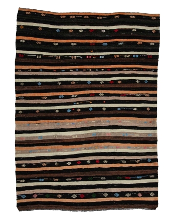 Vintage Striped Turkish Kilim Rug - 7`3" x 10`2"