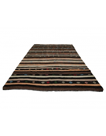 Vintage Striped Turkish Kilim Rug - 7`3" x 10`2"