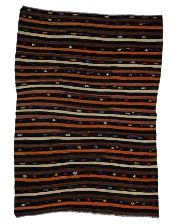 Striped Vintage Turkish Kilim Rug - 7`5" x 10`6"