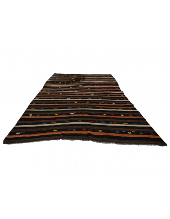 Striped Vintage Turkish Kilim Rug - 7`5" x 10`6"