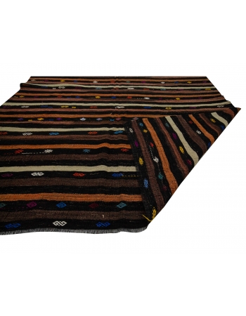 Striped Vintage Turkish Kilim Rug - 7`5" x 10`6"