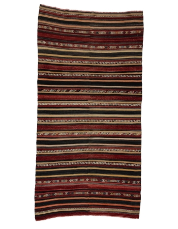 Wool Striped Turkish Kilim Rug - 6`1" x 12`2"