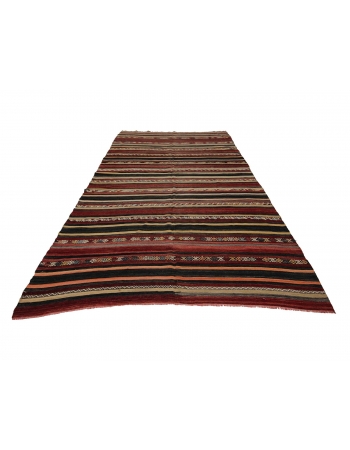 Wool Striped Turkish Kilim Rug - 6`1" x 12`2"