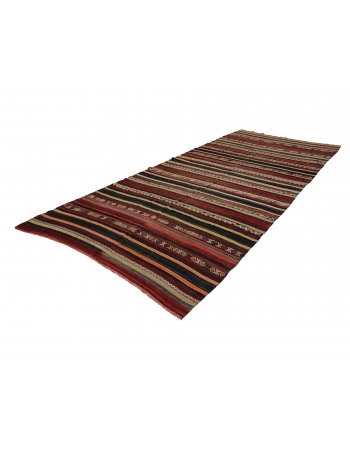 Wool Striped Turkish Kilim Rug - 6`1" x 12`2"