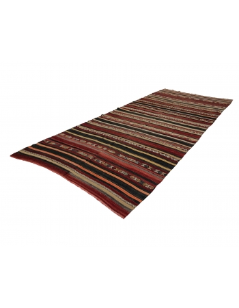 Wool Striped Turkish Kilim Rug - 6`1" x 12`2"