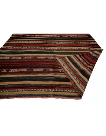 Wool Striped Turkish Kilim Rug - 6`1" x 12`2"