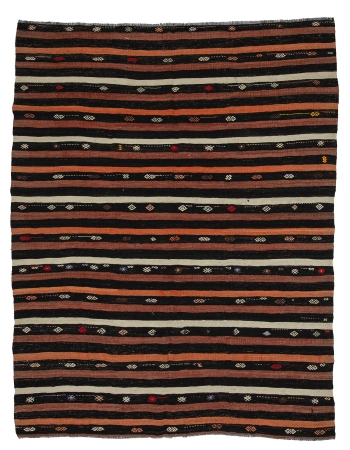 Striped Vintage Turkish Kilim Rug - 7`7" x 10`0"