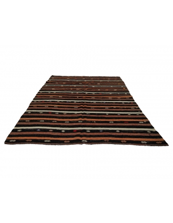 Striped Vintage Turkish Kilim Rug - 7`7" x 10`0"