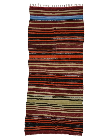 Striped Handwoven Vintage Kilim Rug - 5`7" x 12`2"