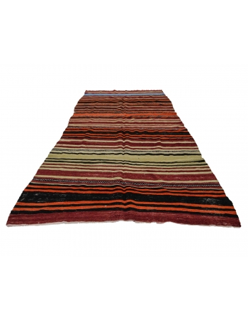 Striped Handwoven Vintage Kilim Rug - 5`7" x 12`2"