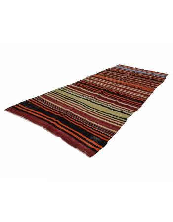 Striped Handwoven Vintage Kilim Rug - 5`7" x 12`2"