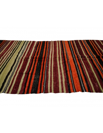 Striped Handwoven Vintage Kilim Rug - 5`7" x 12`2"