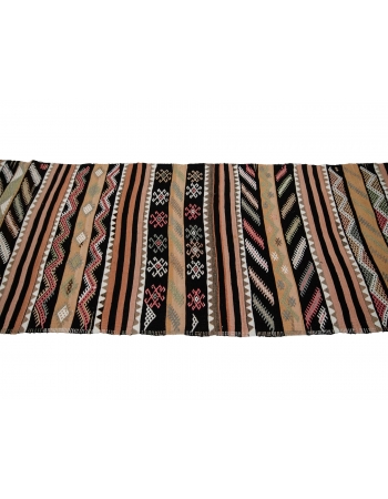 Embroidered Vintage Turkish Kilim Runner - 3`1" x 11`8"