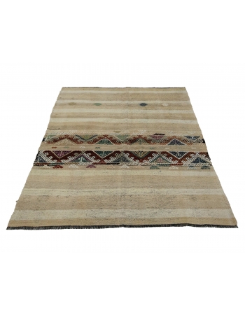 Vintage Small Decorative Kilim Rug - 4`2" x 5`1"