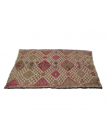 Small Embroidered Vintage Kilim Rug - 2`8" x 4`7"