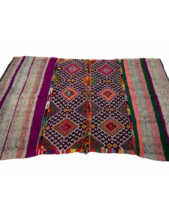 Embroidered Colorful Turkish Kilim Rug - 4`4" x 6`3"