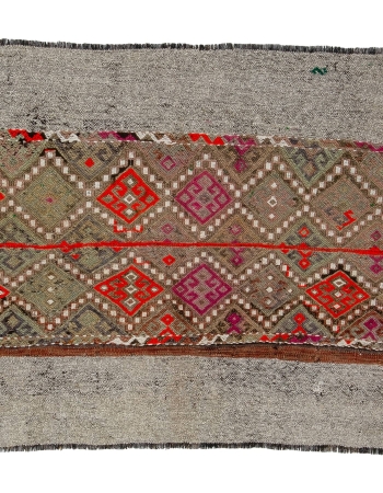 Decorative Embroidered Vintage Kilim Rug - 3`5" x 4`1"