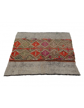 Decorative Embroidered Vintage Kilim Rug - 3`5" x 4`1"