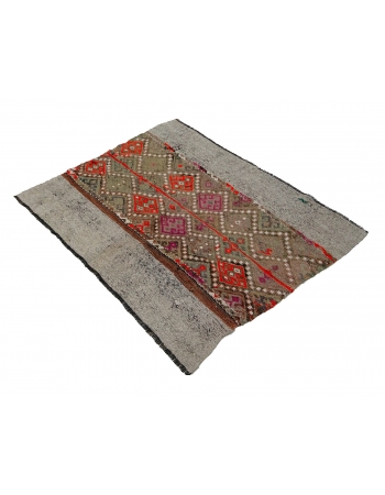 Decorative Embroidered Vintage Kilim Rug - 3`5" x 4`1"