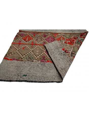 Decorative Embroidered Vintage Kilim Rug - 3`5" x 4`1"