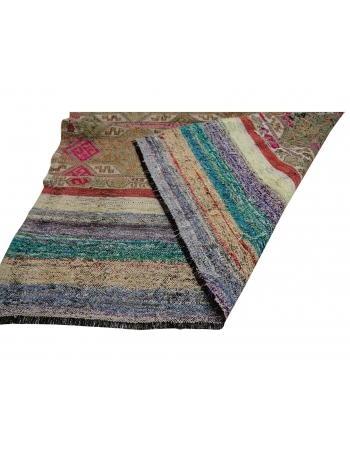 Embroidered Vintage Modern Kilim Rug - 4`2" x 5`1"