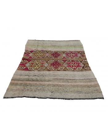 Handwoven Vintage Small Kilim Rug - 4`7" x 5`4"