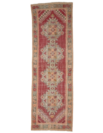 Distressed Vintage Turkish Runner Rug - 3`1" x 9`5"