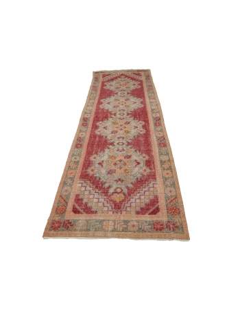 Distressed Vintage Turkish Runner Rug - 3`1" x 9`5"