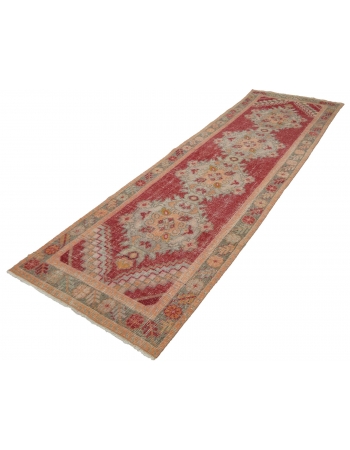 Distressed Vintage Turkish Runner Rug - 3`1" x 9`5"