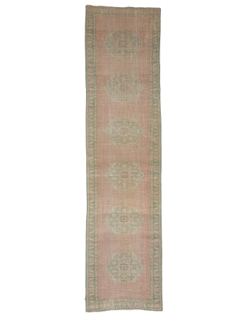 Washed Out Vintage Turkish Runner Rug - 2`8" x 10`8"