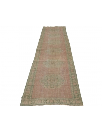 Washed Out Vintage Turkish Runner Rug - 2`8" x 10`8"