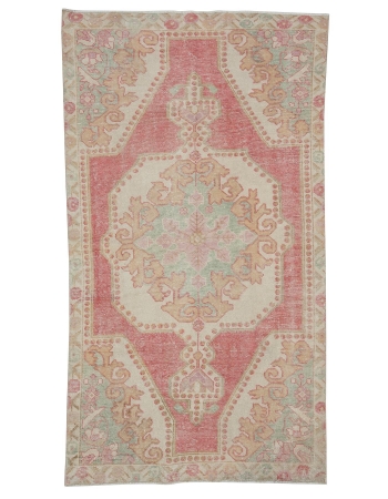 Washed Out Vintage Worn Rug - 4`1" x 7`3"