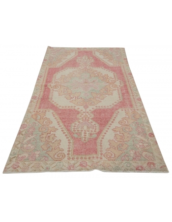 Washed Out Vintage Worn Rug - 4`1" x 7`3"