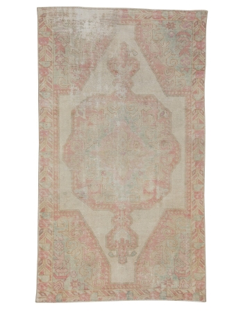 Distressed Vintage Turkish Konya Rug - 4`3" x 7`6"